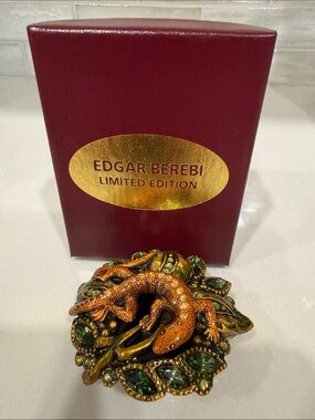 EDGAR BEREBI Lizard Jewel Studded & Enameled Trinket Box - Limited Edition